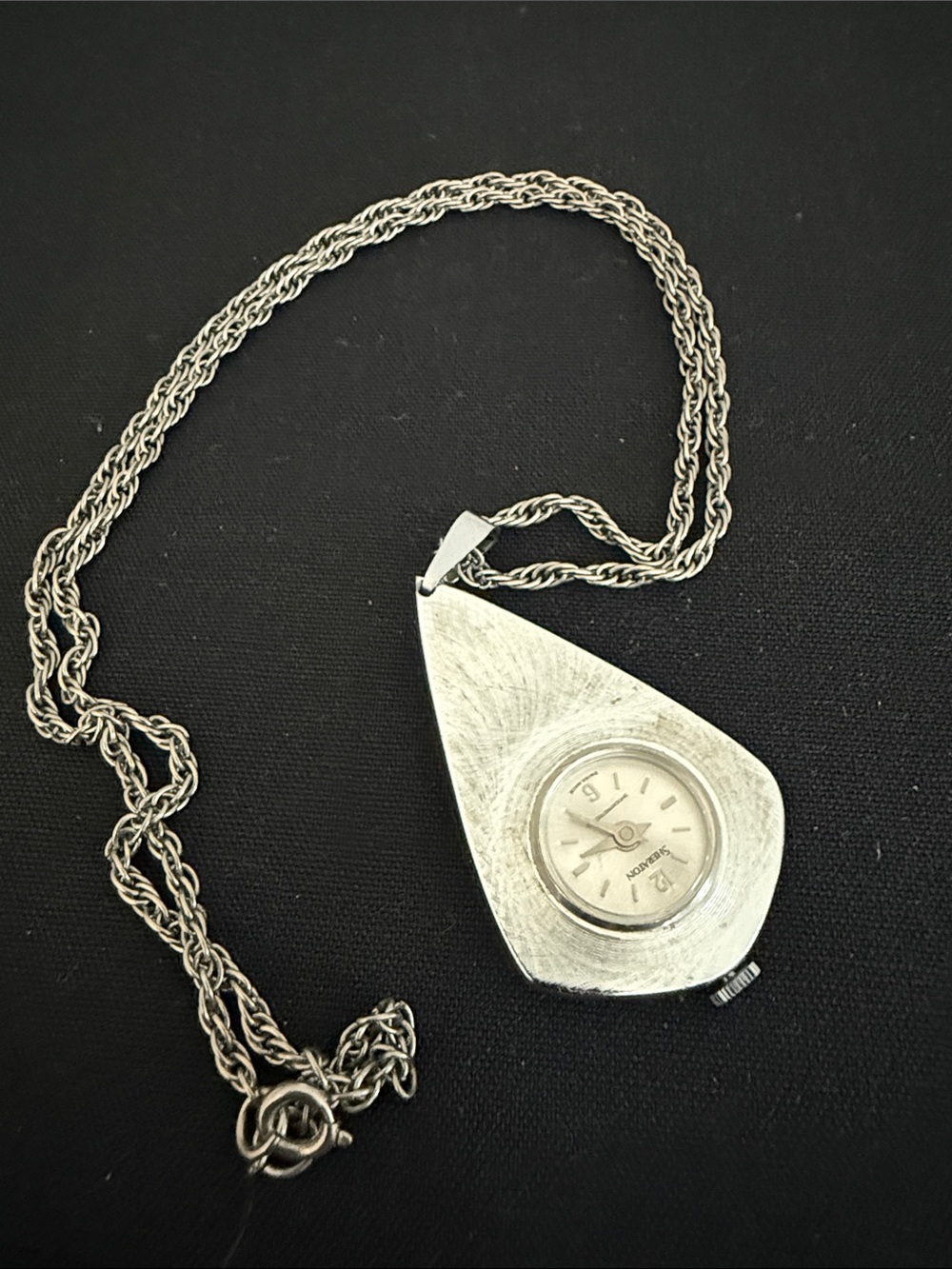 VINTAGE Pendant Watch Necklace - Silver